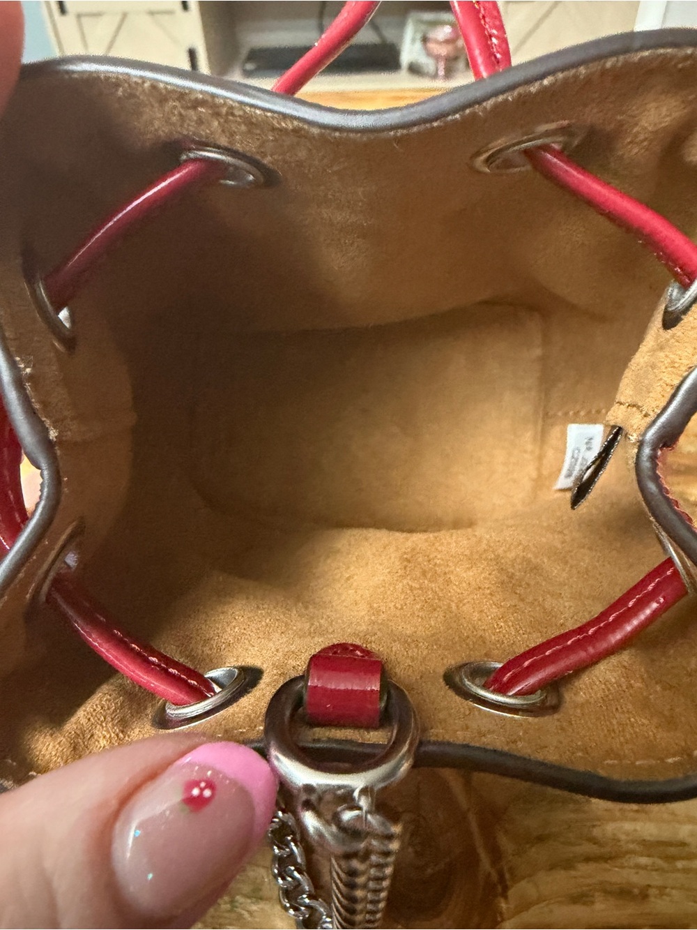 Coach Red Patent Leather Mini Drawstring Bucket Bag - Picture 3 of 6